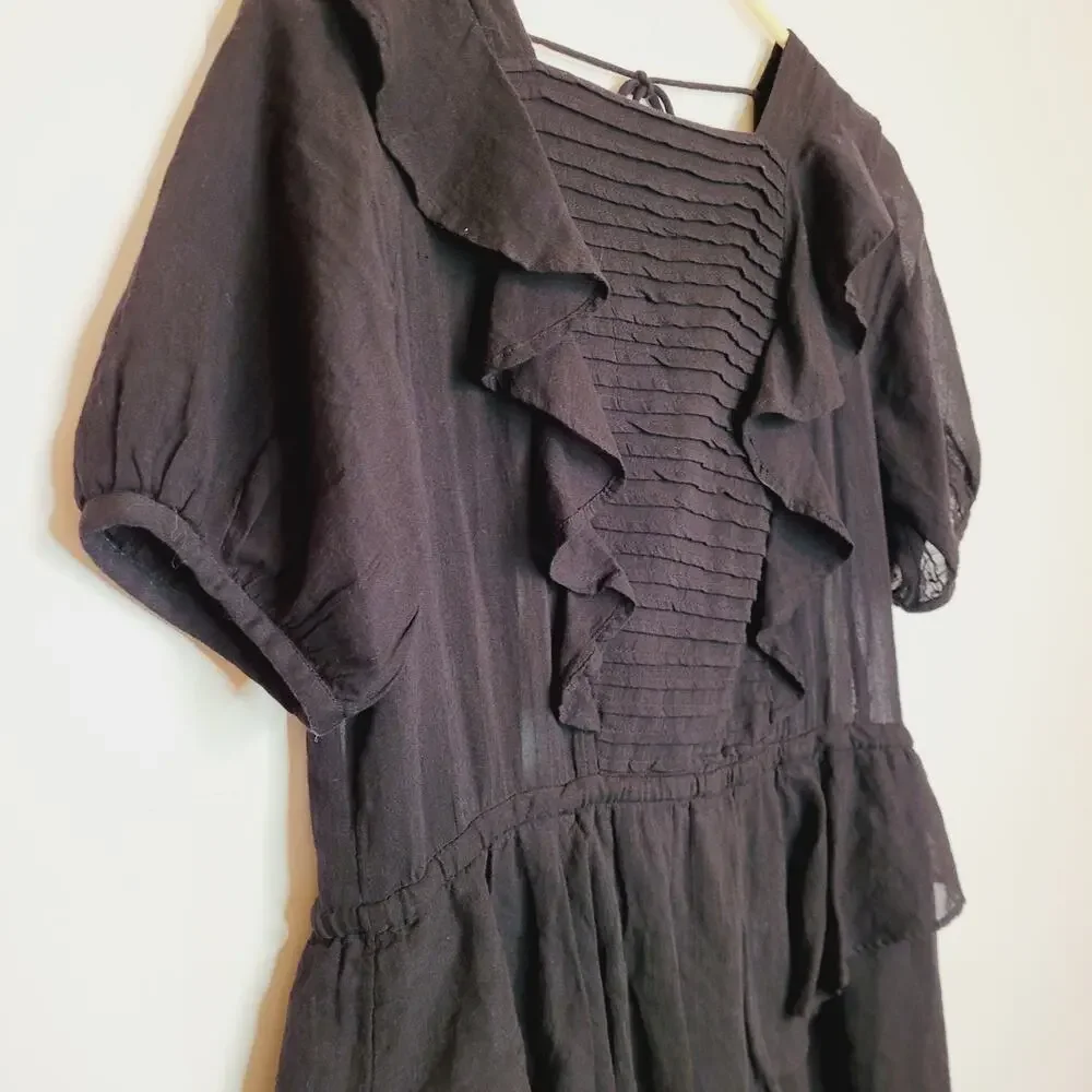 Free people In the Mood for Love ruffle backless black dress Size Sm Whimsigoth